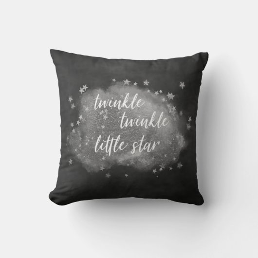 キラキラの小さな星 |チャコールグレーとシルバー クッション (正面)