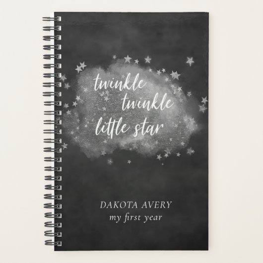 キラキラの小さな星 |チャコールグレーとシルバー プランナー手帳 (正面)