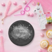 キラキラの小さな星 |チャコールグレーとシルバー ペーパープレート (パーティー)