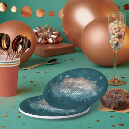 キラキラの小さな星 |ティール（緑がかった色）グリーンとチューペブラウン ペーパープレート