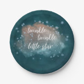 キラキラの小さな星 |ティール(緑がかった色)グリーンとチューペブラウン ペーパープレート (正面)