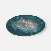 キラキラの小さな星 |ティール(緑がかった色)グリーンとチューペブラウン ペーパープレート (アングル)