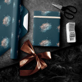 キラキラの小さな星 |ティール（緑がかった色）グリーンとチューペブラウン ラッピングペーパー