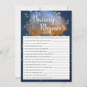 キラキラの小さな星 |ブルー金ゴールド子供部屋ライムクイズ 招待状 (正面)