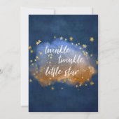 キラキラの小さな星 |ブルー金ゴールド子供部屋ライムクイズ 招待状 (裏面)