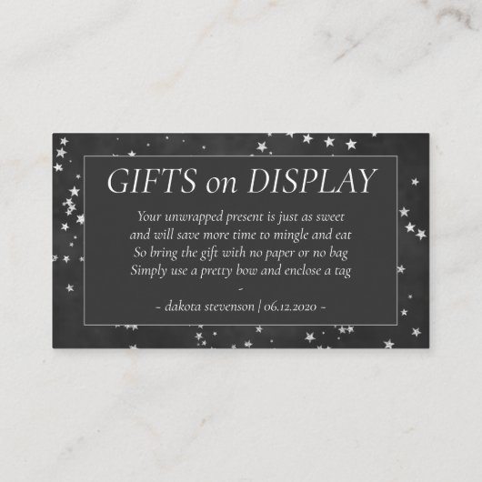 キラキラの小さな星 |モノクログレーギフトディスプレイ エンクロージャーカード (裏面)