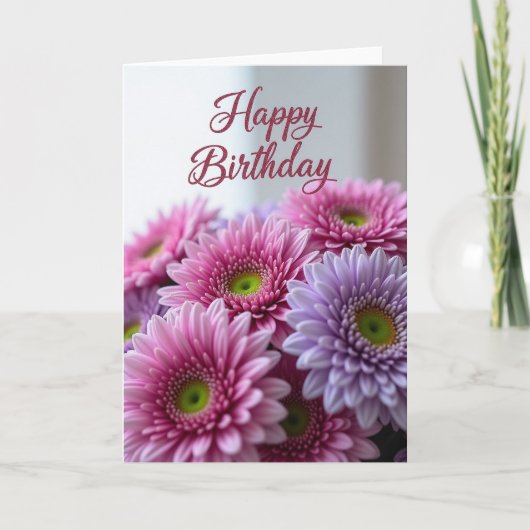キラキラの花の誕生日カード カード (正面)