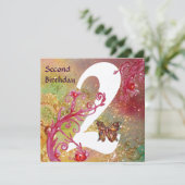 キラキラの蝶の第2の誕生日パーティー金ゴールド 招待状 (スタンド正面)