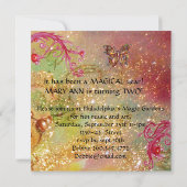 キラキラの蝶の第2の誕生日パーティー金ゴールド 招待状 (裏面)