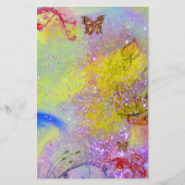 キラキラの蝶2、紫の青の赤い黄色 便箋 (正面)
