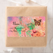 キラキラの蝶、ピンクの緑 ラベル (インサイチュ)