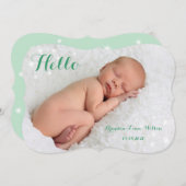 キラキラの誕生のお知らせ – 緑 案内状 (正面/裏面)