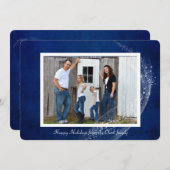 キラキラの青い背景のフォトカード シーズンカード (正面/裏面)