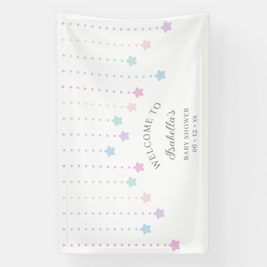 キラキラエレガントの小さな星ベビーシャワーへようこそ 横断幕 (縦)