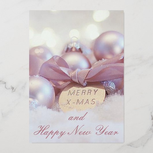 キラキラエレガント輝くクリスマスボール 箔シーズンカード (正面)