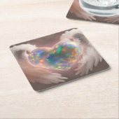 *~* キラキラオパールハートエンジェルウィングス AP78 スクエアペーパーコースター (アングル)