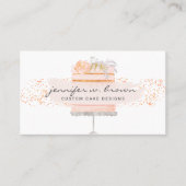 キラキラオレンジの花柄ケーキ エレガントなパン屋さん 名刺 (正面)