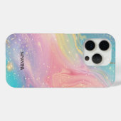 キラキラカラフル輝くインク大理石テクスチャモノグラム Case-Mate iPhoneケース (裏面 (横))