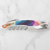 キラキラカラフル輝くテクスチャの背景 ソムリエナイフ (裏面)