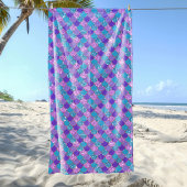 キラキラカラフル輝くマーメイドはかりで測パターン ビーチタオル