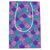 キラキラカラフル輝くマーメイドはかりで測パターン ミディアムペーパーバッグ (正面)