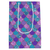 キラキラカラフル輝くマーメイドはかりで測パターン ミディアムペーパーバッグ (裏面)