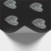 キラキラカラフル銀モザイクハート模様 ラッピングペーパー (角)