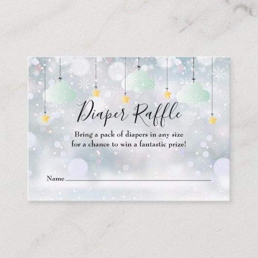 キラキラキラキラおむつラッフル冬の赤ちゃんシャワー エンクロージャーカード (正面)