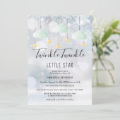 キラキラキラキラ小さな星の冬の赤ちゃんシャワー 招待状 (スタンド正面)