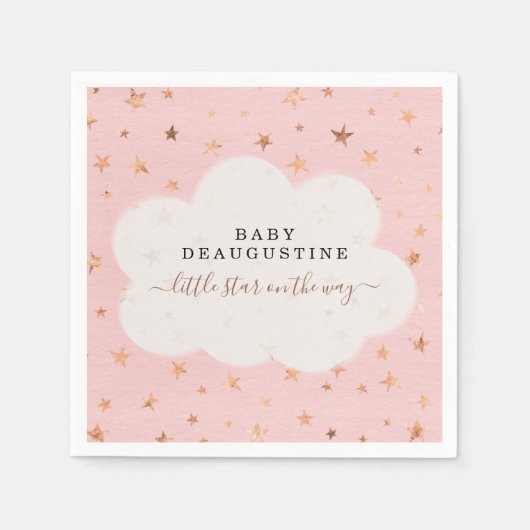 キラキラキラキラ小さな星の女の子ベビーシャワー スタンダードカクテルナプキン (正面)