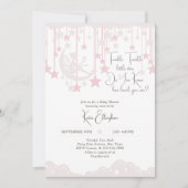 キラキラキラキラ小さな星の妖精ピンクの赤ちゃんシャワー 招待状 (正面)