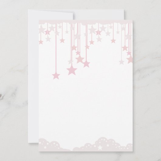 キラキラキラキラ小さな星の妖精ピンクの赤ちゃんシャワー 招待状 (裏面)