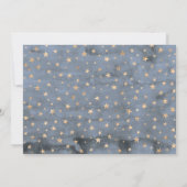 キラキラキラキラ小さな星の男の子青い赤ちゃんシャワー サンキューカード (裏面)