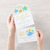 キラキラキラキラ小さな星の赤ちゃんシャワー オールインワン招待状 (貼ってはがせる)