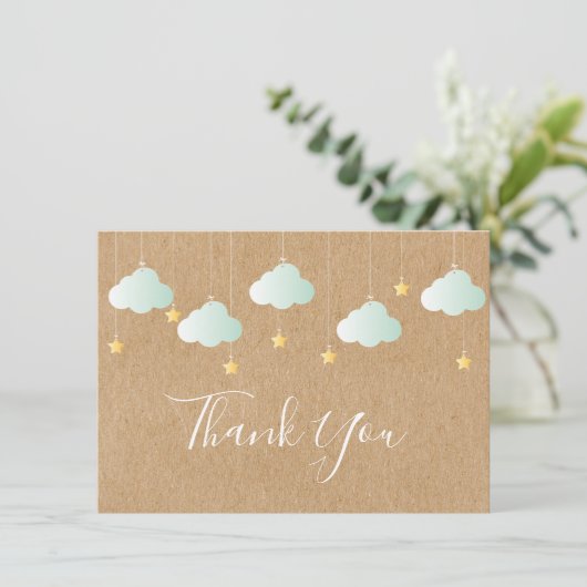 キラキラキラキラ小さな星の赤ちゃんシャワー サンキューカード (スタンド正面)