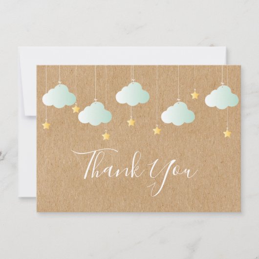 キラキラキラキラ小さな星の赤ちゃんシャワー サンキューカード (正面)