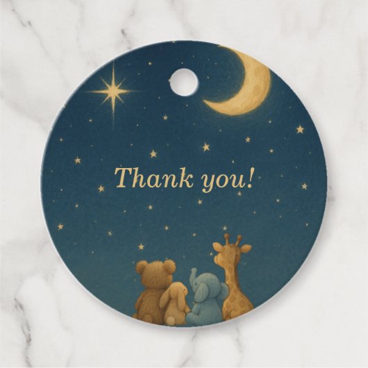 キラキラキラキラ小さな星の赤ちゃんシャワー フェイバータグ (正面)