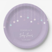 キラキラキラキラ小さな星の赤ちゃんシャワー ペーパープレート (正面)
