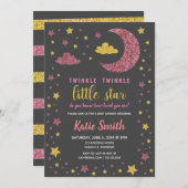 キラキラキラキラ小さな星の赤ちゃんシャワー 招待状 (正面/裏面)