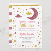 キラキラキラキラ小さな星の赤ちゃんシャワー 招待状 (正面/裏面)