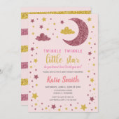 キラキラキラキラ小さな星の赤ちゃんシャワー 招待状 (正面/裏面)