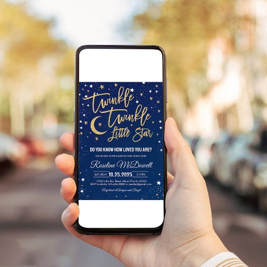 キラキラキラキラ小さな星の赤ちゃんシャワー 招待状