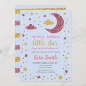 キラキラキラキラ小さな星の赤ちゃんシャワー 招待状 (正面/裏面)