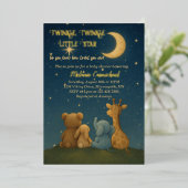 キラキラキラキラ小さな星の赤ちゃんシャワー 箔招待状 (立ち正面)