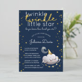 キラキラキラキラ小さな星の赤ちゃんシャワー 箔招待状 (立ち正面)