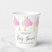 キラキラキラキラ小さな星ピンクの女の子の赤ちゃんシャワー 紙コップ (裏面)