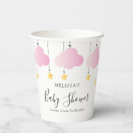 キラキラキラキラ小さな星ピンクの女の子の赤ちゃんシャワー 紙コップ