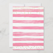 キラキラキラキラ小さな星ピンク金ゴールド赤ちゃんシャワー 招待状 (裏面)