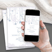 キラキラキラキラ小さな星フェアリー青い赤ちゃんシャワー 招待状