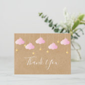 キラキラキラキラ小さな星ベビーガールピンク サンキューカード (スタンド正面)